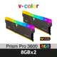 v-color 全何 Prism Pro系列 TUF聯名 DDR4 3600 16G(8GX2) RGB桌上型超頻記憶體