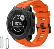 WUWOCJ Straps Compatible with Garmin Instinct/Instinct 2/ Solar/Tactical, Soft Silicone Replacement Watch Strap (Orange)