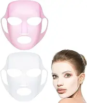 GEOOT 2 Pack Reusable Silicone Face Mask Holder, Silicon Mask Cover for Sheet Prevent Evaporation(White + Pink)