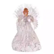 70-Light Multicolored Fiber-Optic LED White & Silver Angel Treetop