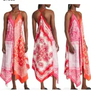 All Saints Lil Paloma Mixed Scarf Print Dress size 6 Red Pink NWT NEW