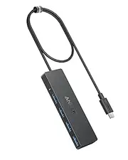 Anker 4-Port USB 3.0 Hub, Ultra-Slim Data USB Hub with 2 ft Extended Cable [Charging Not Supported], for MacBook, Mac Pro, Mac Mini, iMac, Surface Pro, XPS, PC, Flash Drive, Mobile HDD (USB-C 3.0)