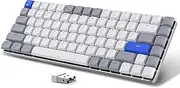 AUSDOM 75% Mechanical Keyboard, 84 Keys Compact Low Profile Wireless Gaming Keyboard with White LED Backlit, Bluetooth/2.4GHz/USB-C, Brown Switch Compatible with Mac Windows