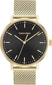 [Calvin Klein] Modern Mesh IP Thin Gold 1 Steel Black Dial Men's Watch