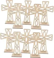 Tofficu Wood Making Cross 10pcs Wooden Cross Craft Cross Decor Cross Decoration Religious Cross Adornment Home Decor
