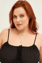 Gold Butterfly And Zircon Charm Necklace Set