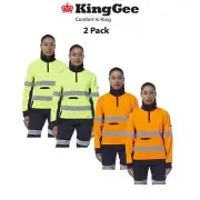 KingGee Womens 2 Pack Hi Vis Reflective Spliced 1/4 Zip Fleece Warmer K45009