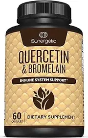 Premium Quercetin & Bromelain Supplement - Powerful Quercetin Bromelain Complex to Help Support Immune System, Cardiovascular Health & Seasonal Support - Quercetin 1000mg Per Serving - 60 Capsules