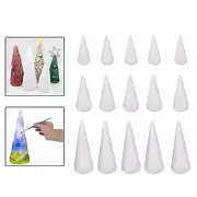 15 Pieces Craft Foam Cones Christmas Tree Cake Topper Polystyrene Cones Foam
