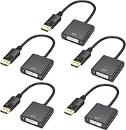 DisplayPort to DVI Adapter Cable 5-Pack, DisplayPort to DVI-D Single Link Adapter Male to Female Compatible for Lenovo, Dell, HP with Computer, Desktop, Laptop, PC, Monitor, Projector