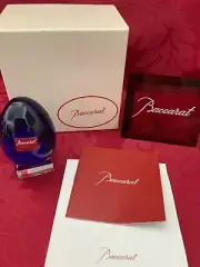 NEW FLAWLESS Stunning BACCARAT France Art Glass Cobalt Blue Crystal EGG & STAND