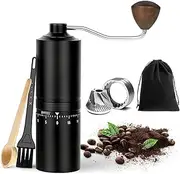 Manual Coffee Grinder Portable Stainless Steel Coffee Bean Grinders CNC Stainless Steel Conical Burr Grinder with Flannel Storage Bag Brush Spoon for Espresso Travel Camping Kitchen & Office