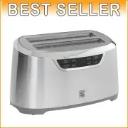 Versatile 4-Slice Auto-Lift Toaster in Chic Stainless Steel - Perfect for Bagels