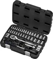 1/4" & 3/8" Drive Socket Set, 74Pcs Socket Wrench Set SAE from 1/4"-3/4", Metric