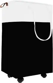 Laundry Basket with Wheels Collapsible Laundry Hamper Rolling Laundry Basket Large Capacity Clothes Hamper with Handles for Home Dorm Bathroom Laundry Room (L)