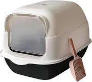 Large Blackout Cat Litter Box with Lid and Scoop Litter Pan Privacy and Easy Access for Cleaning Litter Tray