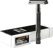 Classic Double Edge Safety Razor Single Blade Weighted Design Razor for Men, Reusable Razor, with 5 Premium Razor Blades(Black)