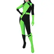 Girls Miss Go Cosplay Party Costume Shego Bodysuit Jumpsuit Halloween Dress Up Gifts - 12-13 Years