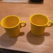 2 HLC Fiesta Ware USA O Ring Handle Yellow Mugs