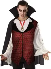 Vampire Costume For Adults Undead Halloween Costume w/Makeup Kit - LARGE 36/38