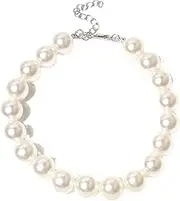 Ling & Bai Dog Pearl Necklace Adjustable Colorful Fancy Pet Jewelry Collar Supplies Accessories for Puppy Kitten (White, M)