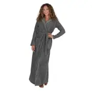 Bathrobe for Women - Full Length Terry Cotton Robe X-Small Grey-pattern-hood