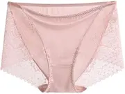 [SilRiver] Women's 100% Mulberry Silk Brief Panties,Lace Trim,Breathable Comfortable Hipster, Second Skin Underwear