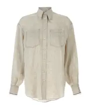 Brunello Cucinelli Contrast Stitched Shirt S,XS,L,M light brown