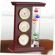 JJ Care Galileo Thermometer with Quartz Clock (Gold), Analog Barometer &
