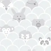 Holden Over the Rainbow Peek a Boo Wallpaper Grey 91030 Panda Rabbit Fox Lion