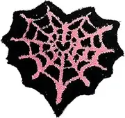 Gothic Spider Web Heart Shape Tufted Rug Irregular Fluffy Plush Carpet Soft Absorbent Floor Mat Halloween Dcorative Rug(80X80CM)