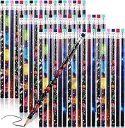 144 Pieces Space Pencils for Kids Space Themed Party Favors Assorted Planet Galaxy Airplane Wood Pencils with Erasers Fun Designs for Teacher Birthday Classroom Supplies