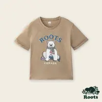 在飛比找Yahoo奇摩購物中心優惠-Roots女裝-動物派對系列 绒布動物純棉短袖T恤-腰果色