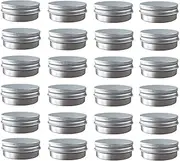 24 Pack (2 Oz/60ml) Screw Top Round Aluminum Tin Cans, Metal Tin Storage Jar Containers with Screw Cap for Lip Balm, Cosmetic, Candles, Salve, Make Up, Eye Shadow, Powder, Tea