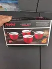 Parini Rice Bowls Set Of 4 Red Ceramic With 8 Stainless Steel Chopsticks New