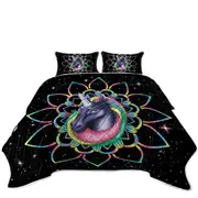 Mandala Unicorn in Space Coverlet
