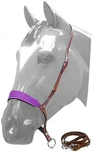 Showman Horse Purple Glitter Overlay Leather Barrel Racing Tie Down Noseband