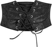 [TRIWORKS] Women Waist Belt Corset Lace Up Tied Waspie Elastic Wide Belt for Dresses Halloween Pirate Corset