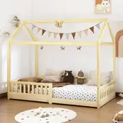 ALFORDSON Kids Bed Frame Wooden Timber Single House Frame Platform Base Oak