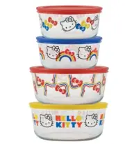 Pyrex 8-piece Decorated Glass Food Storage Set Hello Kitty Or Disney