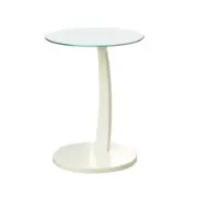 Durab17.75" x 17.75" x 24" WhiteClear Particle Board Tempered Glass Accent Table