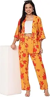 [Moomaya] Printed 2Pcs Co-Ord Set For Women, Rayon Shrug With Pants For Summers