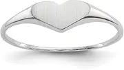 [JewelryWeb] 14k White Gold Polished and satin Love Heart Ring Size 4 Statement-Ring for Women