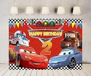Race Cars Photography Backdrop 5x3ft Photo Background Lightning McQueen Backdrop 2nd Birthday Banner for Party Supplies Decorations