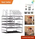 Elegant Stackable Acrylic Makeup Organizer with 8 Drawers & 16 Compartments