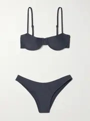 [Faithfull] Faithfull - Farrah And Bebe Stretch-econyl® Balconette Bikini - Charcoal - large large Gray