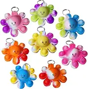(Holiday Gift) 30 Packs Bulk Push Fidget Bubble Fidget Sensory Silicone Squeeze Mini Pop Keychain, Party Favors Gift