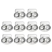 10Pcs Alloy Spring Cord Lock Ends Toggle for Shoelaces Bright Silver 17x15x7mm