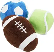 Indoor Dog Cat Toy Set 3pcs Mini Plush Soccer Balls Soft Fluffy for Chewing Fetching Games