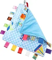 Toddmomy 1Pc Blanket Colorful Soft Comforter for Boy Girl Sensory Touch Soothing Towel with Satin Ribbons for Newborn Boys